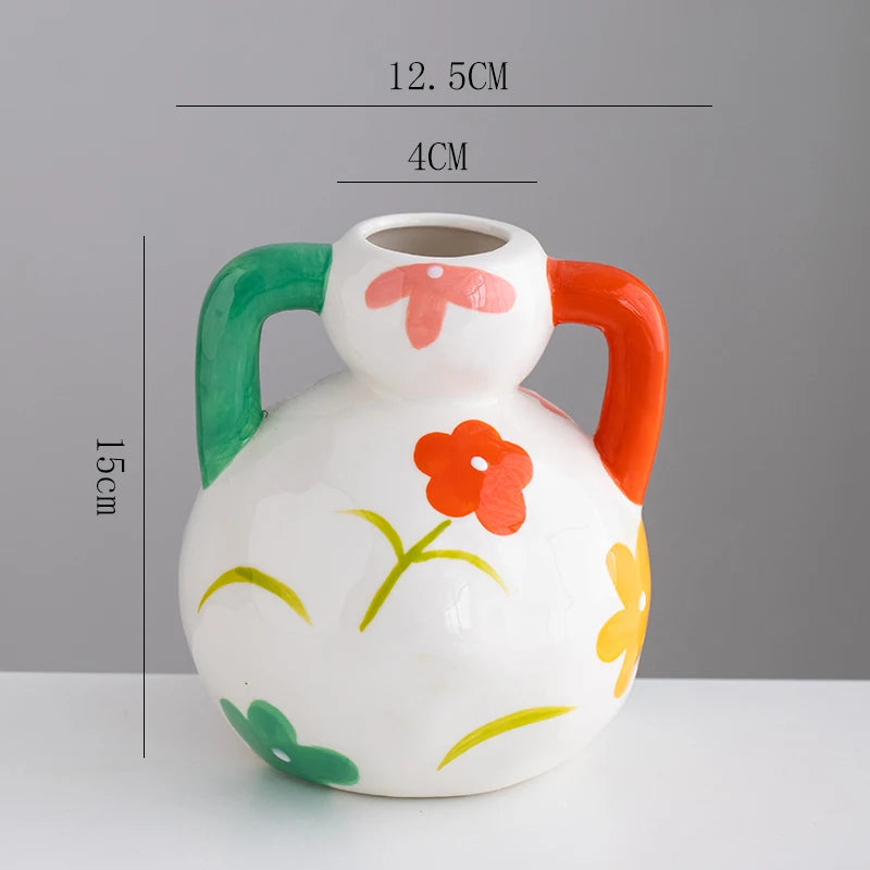 Aesthetic Ceramique Blanc Vase Rustic Kawaii Modern Minimalist Vase Bedroom Ornaments Vasi Per Fiori Home Decoration Living Room